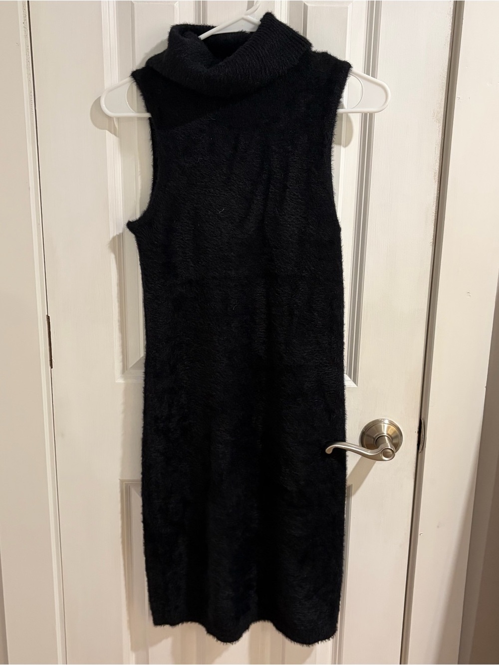 Jessica Simpson Black Sleeveless Turtleneck Fuzzy Dress